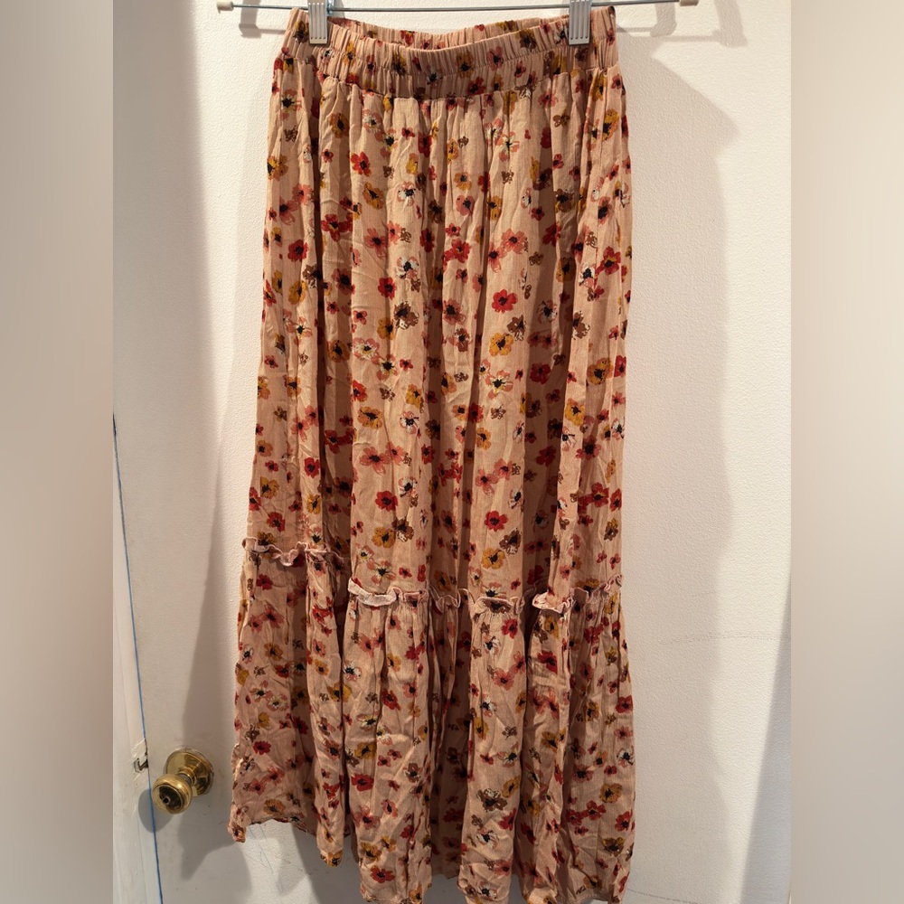 Hayden Floral Tan Midi Skirt